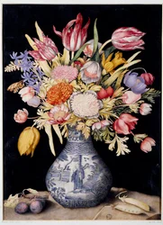Ming-Vase mit Blumen